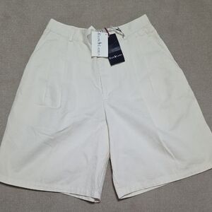 Ralph Lauren Off-White High-Waist Pleated Shorts